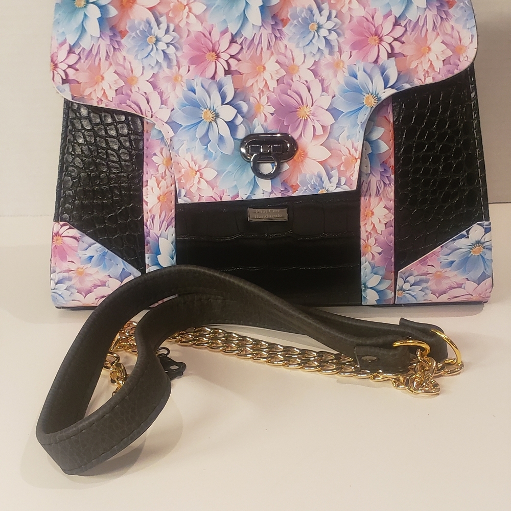 Handmade Floral Black Women's Bag